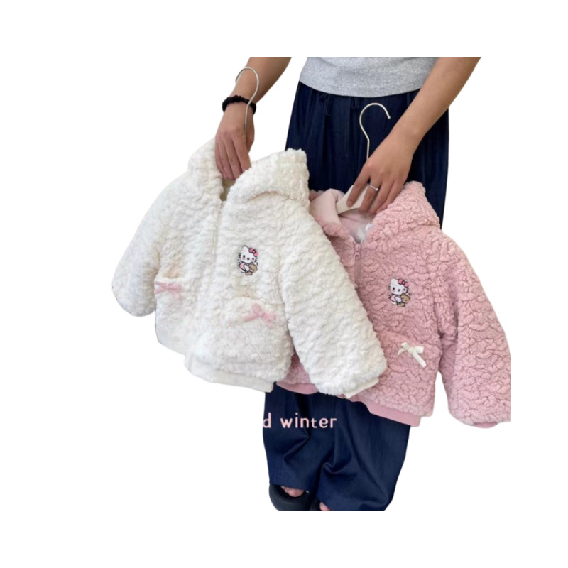 Child Star Yuan Niña Abrigo de lana Invierno Ropa coreana Ropa para niños Chicas Cute con capucha Top Pantalones Traje Ropa de invierno