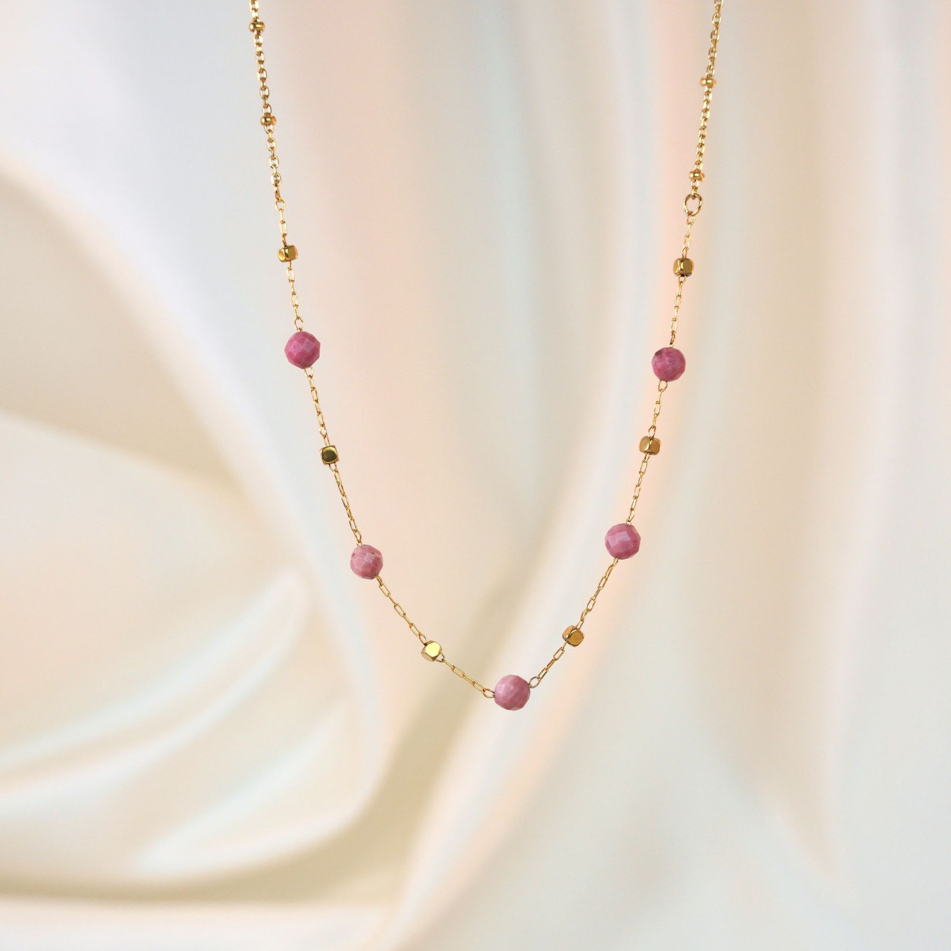 Titanium Steel Chain Material Simple Style Geometric Natural Stone Titanium Steel Necklace In Bulk