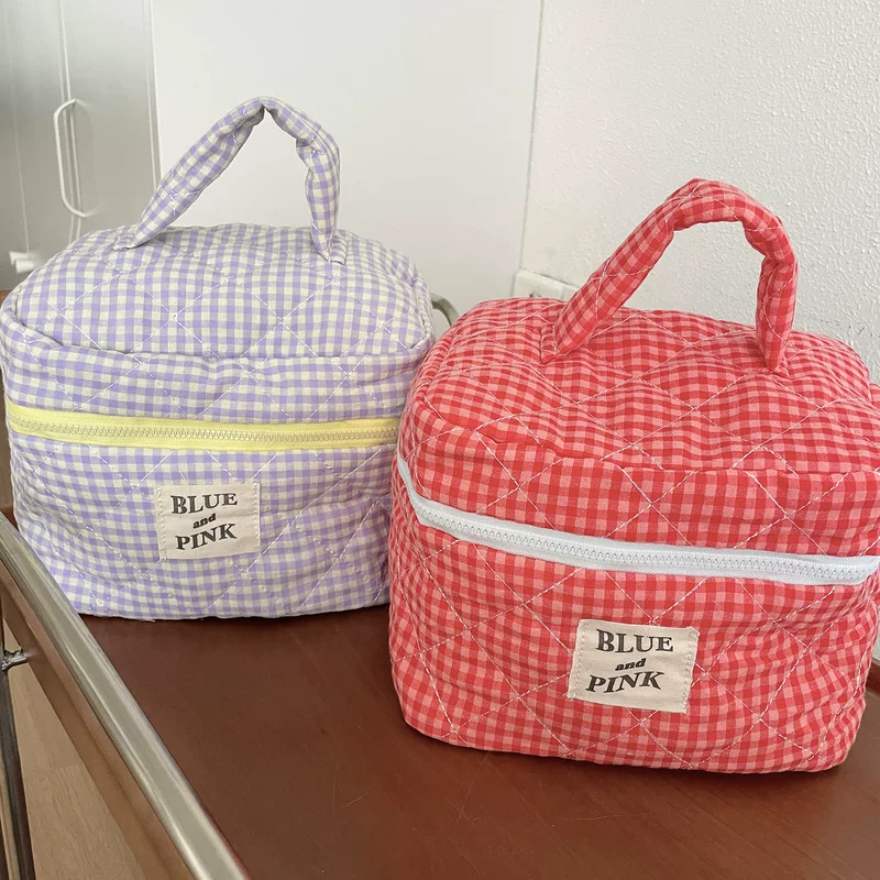 Cosmetic bag, handheld cotton soft capacious organizer bag