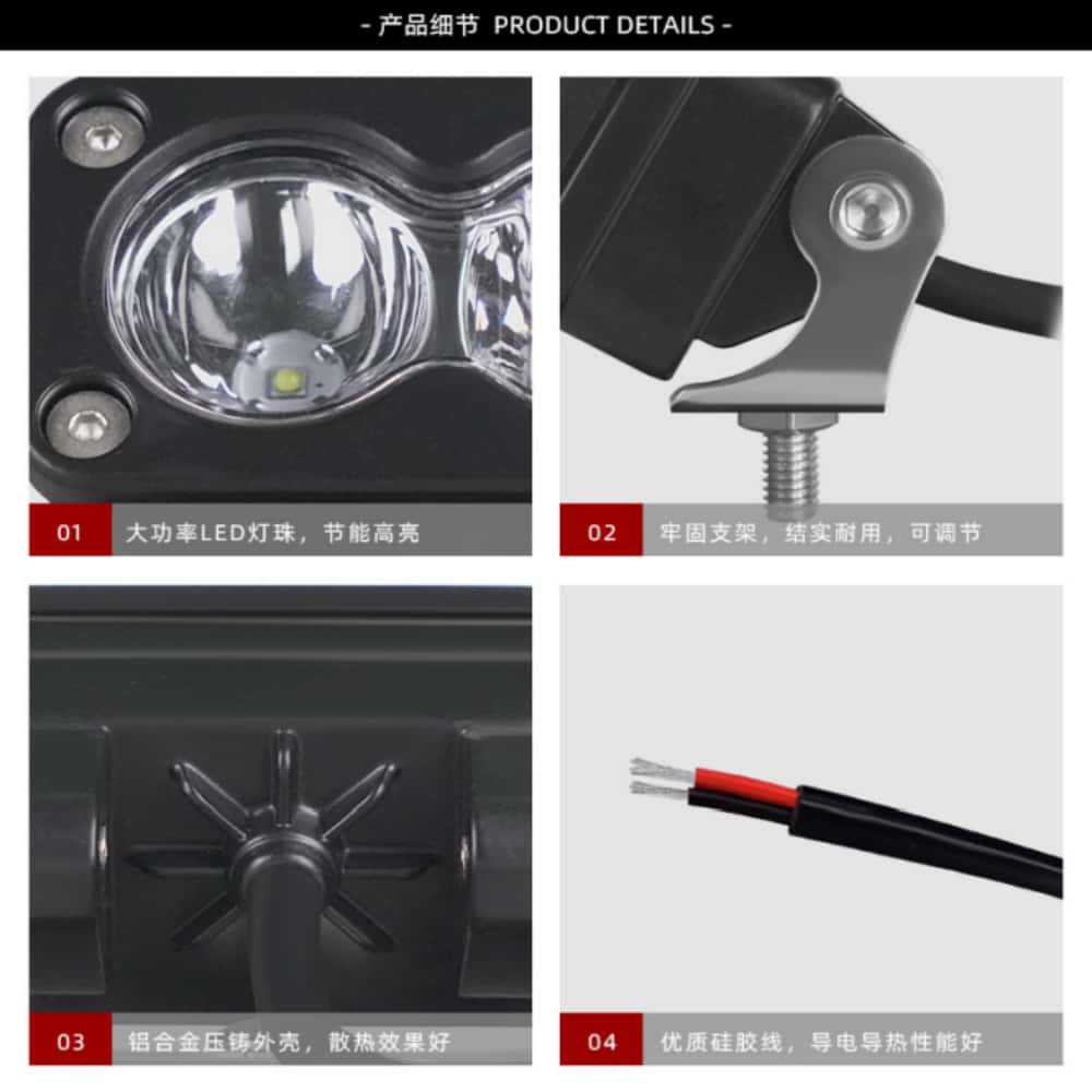 Cross-border in stock 3 inch square LED20W work light car light motorcycle spotlight front electric vehicle irradiation light