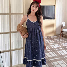 云朵棉睡裙戴胸垫夏季新款碎花睡衣女士可外穿家居服裙子一件代发