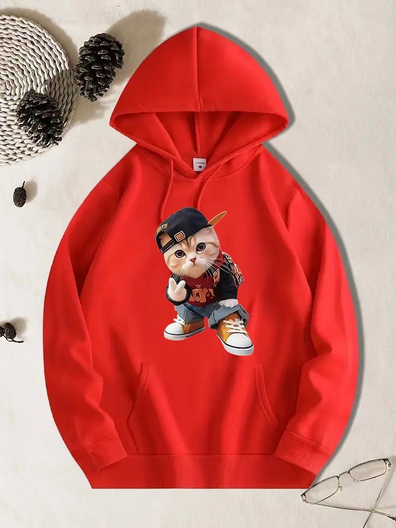 Nuevo suéter animado con sudadera con capucha cálida y cómoda con estampado para hombres y mujeres