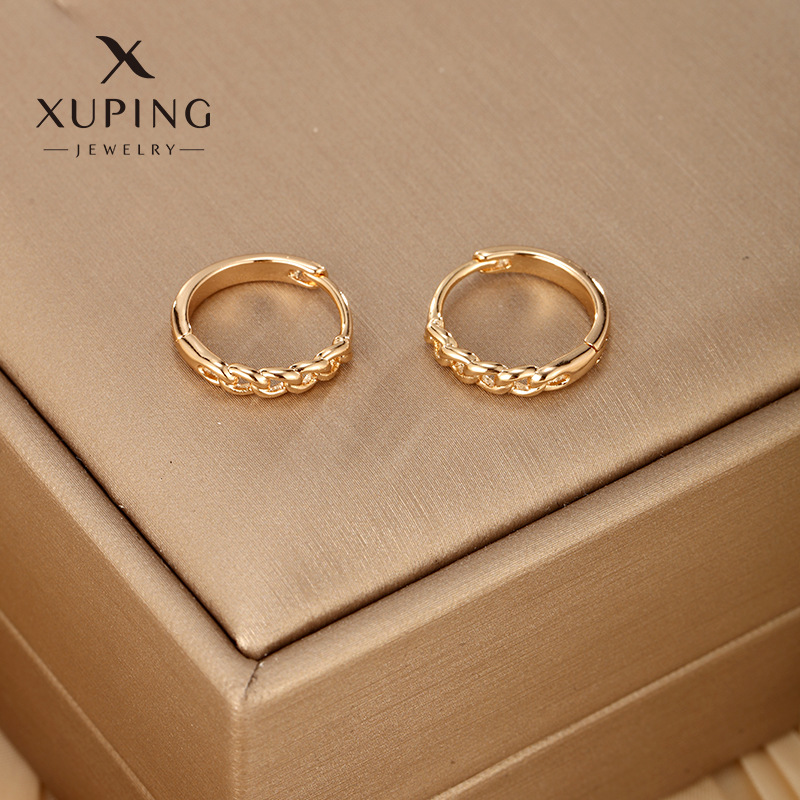 Pendientes de Aleación con Forma de D Estilo Ruso con Microincrustaciones de Circonio de Xuping Jewelry para Mujer, Accesorios para las Orejas Elegantes y a la Moda Transfronterizos