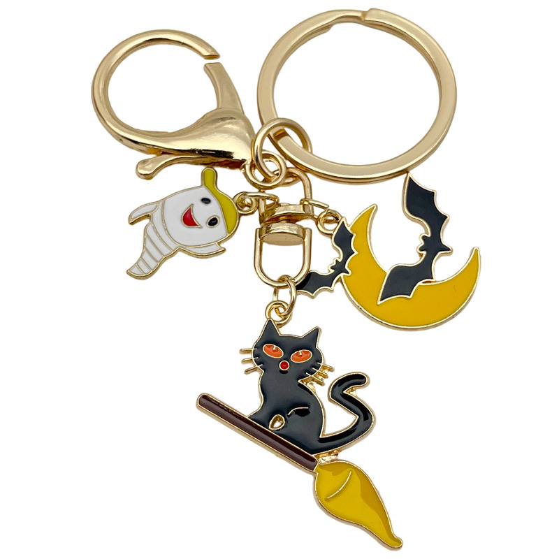 ハロウィンオイルドリップ合金猫カボチャクモの巣城魔法の帽子キーホルダーアマゾン小さなギフト卸売|undefined