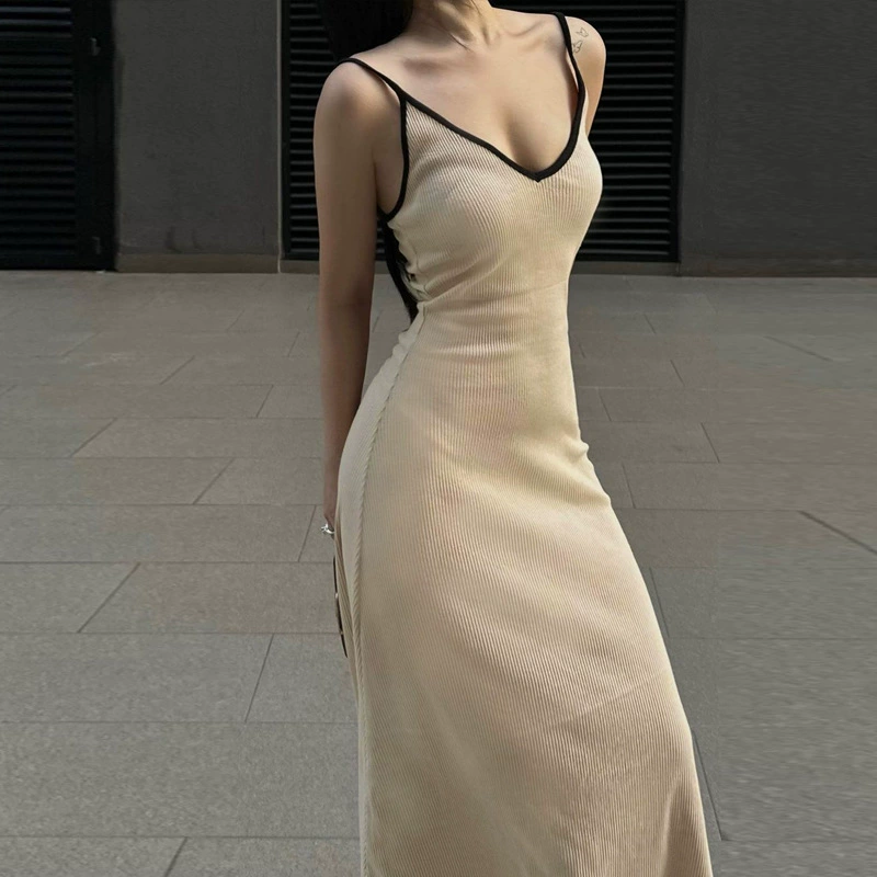 Европейские и американские женщины 2023 летнее Новое модное темперамент сексуальное длинное платье с V-образным вырезом на бретельках поколение волос