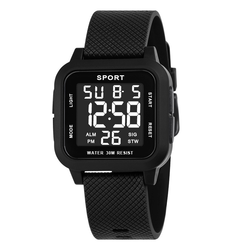 Nuevos hombres de moda luminoso impermeable multifuncional deportes al aire libre reloj electrónico retro cuadrado reloj militar reloj deportivo