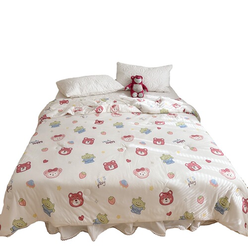Foreign Trade Class A Fresh Print Knitted Cotton Summer Blanket Soybean Summer Cool Blanket Washable Children's Air Conditioner Cover Thin Blanket