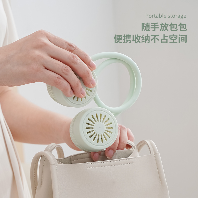 ブレードレス首吊り扇風機夏充電式ポータブル USB 小型ミニ怠惰なポータブルストラップ小型ファン|undefined