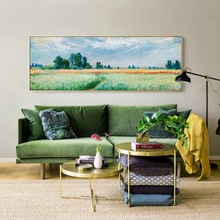 现代简约莫奈客厅装饰画印象派大师油画卧室床头麦田沙发背景墙画