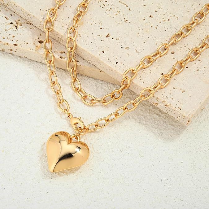 Daily Occasion Wholesale Jewelry Simple Style Heart Shape 304 Stainless Steel Plating Double Layer Necklaces