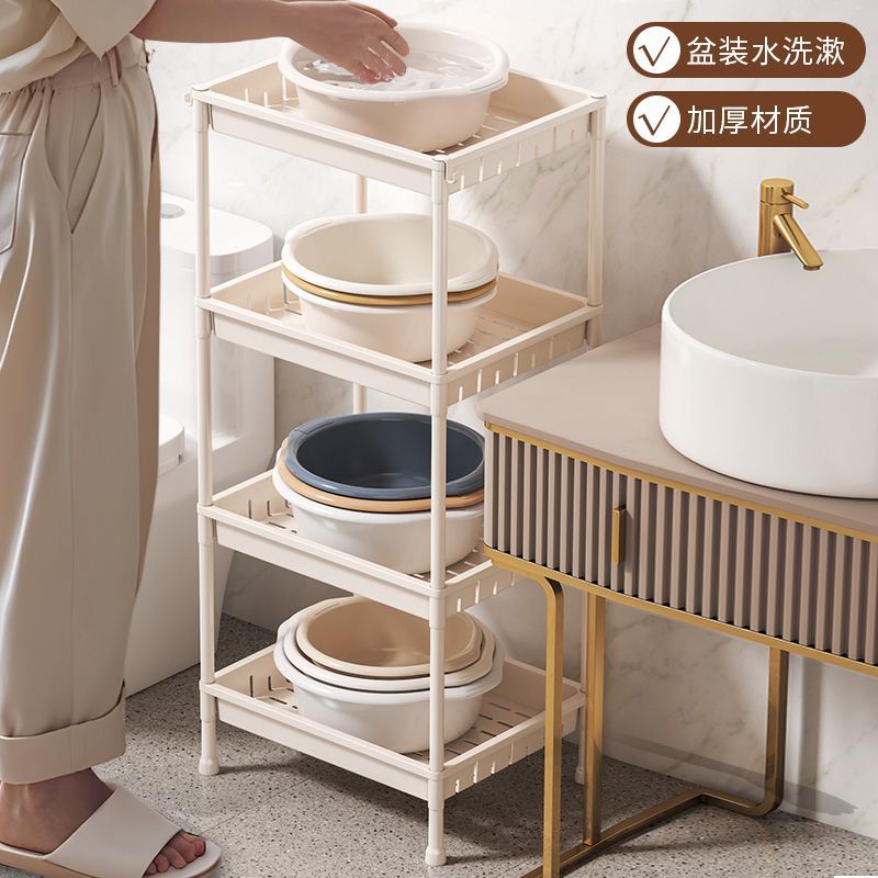 Rack de lavabo de baño, estante de almacenamiento de inodoro, estante de bañera doméstico, estante de almacenamiento de piso de plástico multicapa grueso