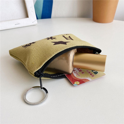 Canvas Creative Coin Purse Personalized Funny Text Zipper Coin Bag Key Bag Coin Bag Card Storage Wallet
