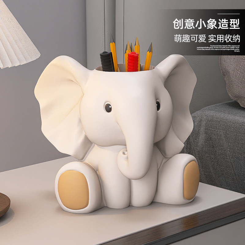 Creative Stationery Storage Box Elephant Pen Holder Decoration Student Office Desktop Birthday Gift Cosmetic Pen Lipstick