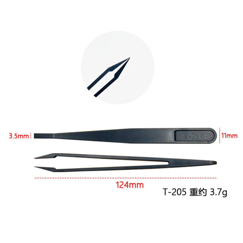 Pinzas antiestáticas fibra de carbono de plástico duro clip industrial DIY belleza manicura de precisión de extracción de componentes electrónicos