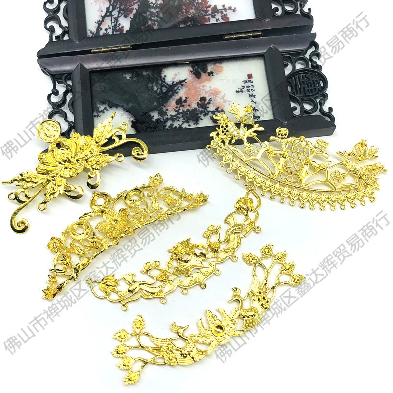 Филигранные кисточки из сплава, висящие изогнутые ювелирные изделия ручной работы, аксессуары для украшений в древнем стиле, материал для головного убора в виде короны для волос династии Хань