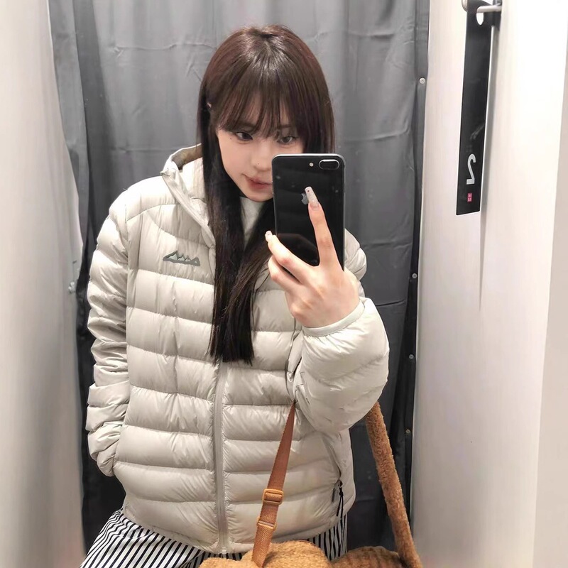 90 down Autumn and Winter Ribbed down Jacket for Women, White Duck down Couple Coat, Lightweight and Loose New Style, Hooded and Thickened for Petite Sizes