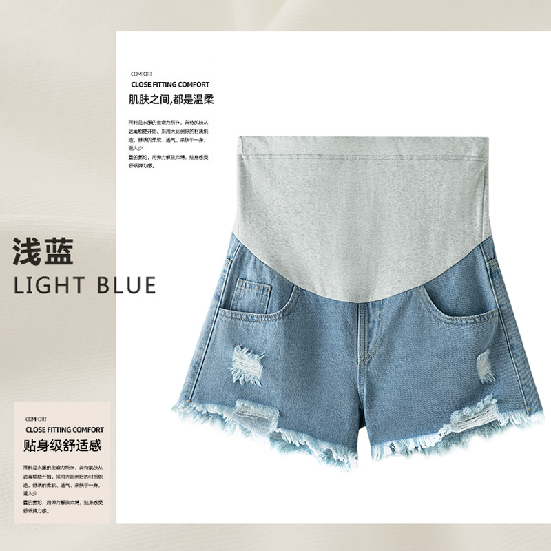 Pantalones cortos de mujer embarazada verano ropa exterior cintura baja Pantalones cortos de mezclilla de mujer embarazada verano nueva primavera suelta pantalones de mujer embarazada 0268