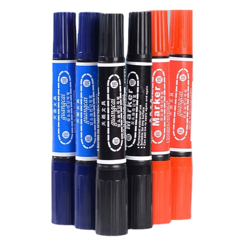 Marcador de doble cabezal grande aceitoso, mensajero especial para logística, rotulador de secado rápido, no se desvanece, bolígrafo negro de gran capacidad al por mayor