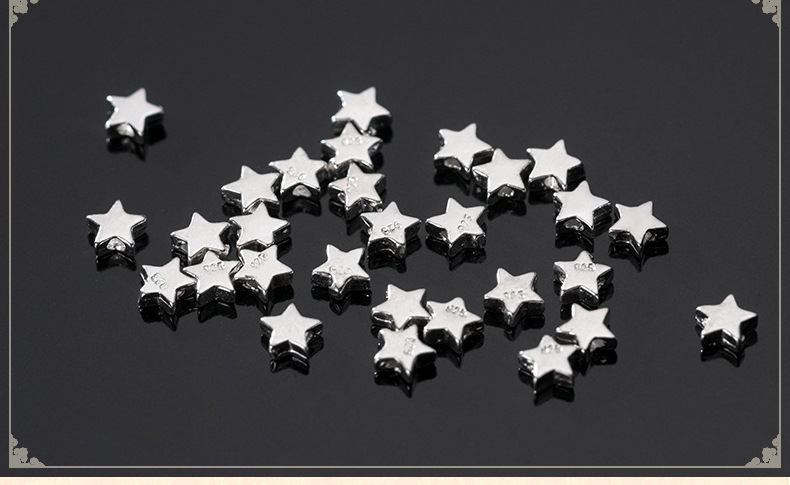 S925 Silver Pentagonal Star Beaded Bracelet with Beads DIY Handmade Beaded Material Jewelry Bracelet Necklace Accessories