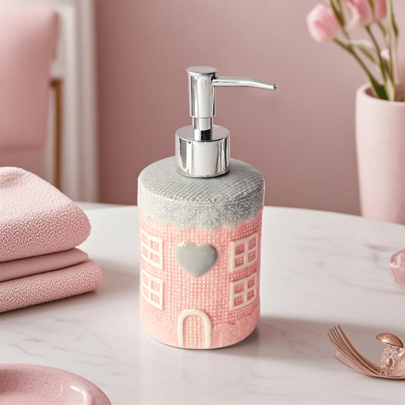 Botella de desinfectante de cerámica rosa americana creativa de artículos de higiene inwind decoración decoración botella de presión