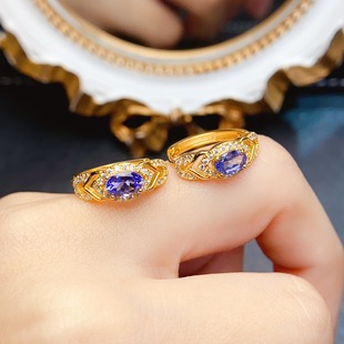 New natural tanzanite earrings S925 silver inlaid main stone 4*6mm Joker net red explosions women's jewelry wholesale