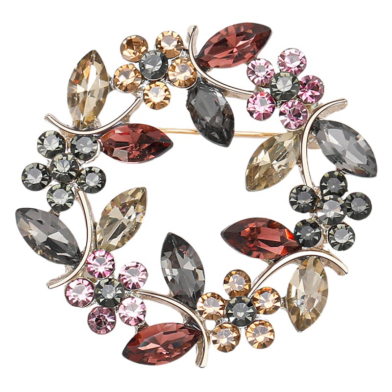 Garland cristal broche estilo coreano europeo al por mayor de cristal diamante-incrustado anillo de ramillete de oliva accesorios de ropa transfronteriza exclusiva