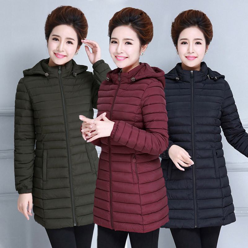 Off-Season 2024 New Winter Outwear Plus Size Mother's Wear Lightweight down Cotton Outwear Processing Slim Cotton Outwear Women's Mid-Length Off-Season 2024 New Winter Outwear Plus Size Mother's Wear Lightweight down Cotton Outwear Processing Slim Cotton Outwear Women's Mid-Length