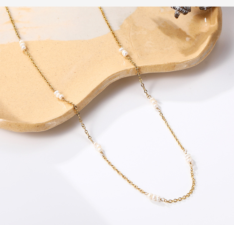 Mode Einfarbig Titan Stahl Perle Überzug Halskette 1 Stück display picture 2