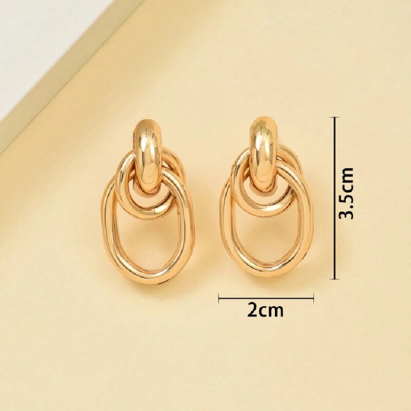 Orecchini, lusso leggero e sensazione di alta gamma, orecchini a cerchio in tubo di ferro a forma di croce, design di nicchia, stile semplice e raffinato, orecchini eleganti._voghion.com