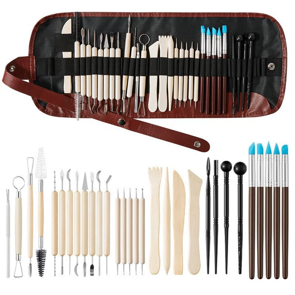 Clay, set, pencil, cloth bag, 31 pieces