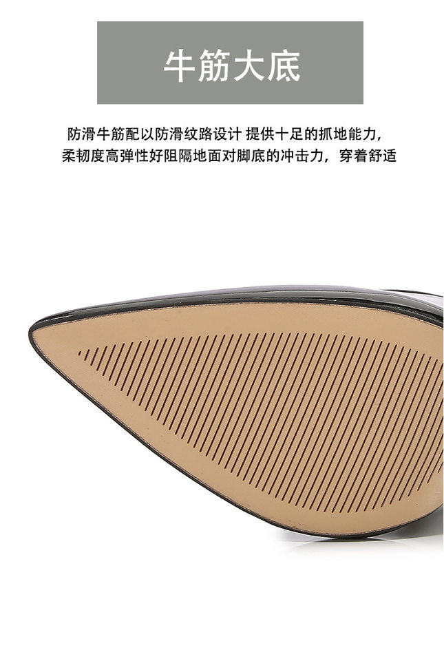 Giày cao gót nữ mũi nhọn gót kim loại miệng nông phong cách Âu Mỹ — Màu trắng, Màu đen, Màu đỏ, Đỏ đào chi tiết 9