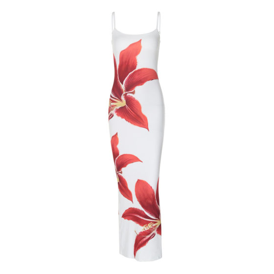 European and American style 2024 summer hot new fashion printed multi-color temperament suspenders street style hip bag dress women