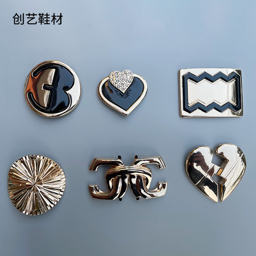 Fashion Trend EVA High Heels Slippers Shoe Surface Decorative Zinc Alloy Metal Buckle Shoe Material Accessory Wholesale