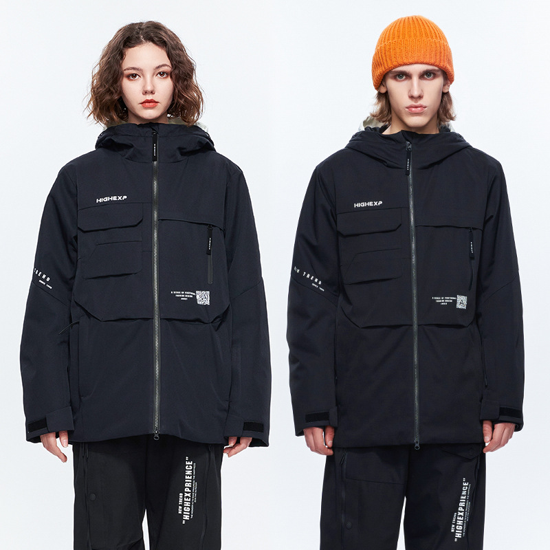 Nueva chaqueta de snowboard de alta gama para mujer, impermeable, cortavientos, cálida, chaqueta de exterior para hombre con doble capa y algodón añadido, transfronteriza.