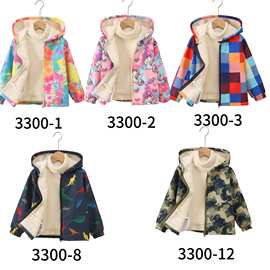 工厂直销跨境专供儿童新款夹克衫中小童加绒时尚带帽扎染童装外套