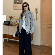 2025新款灰色短款休闲外套女早秋季小个子韩系夹克宽松棒球服上衣