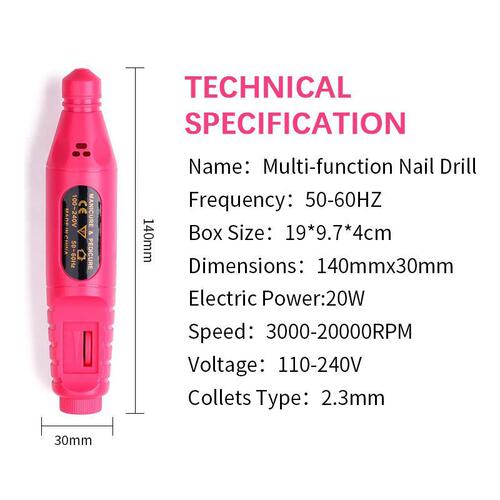 Nail Grinder Set, Writing Nail Grinder, Portable Mini Electric Nail Tool, 30-Piece Grinding Heads