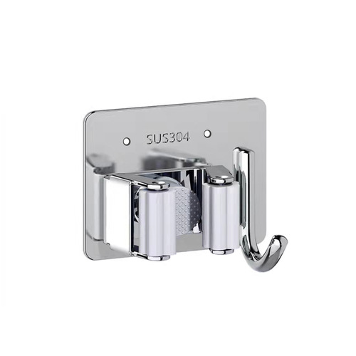 304 stainless steel mop clip punch-free wall-mounted bathroom mop storage rack fixed buckle broom clip