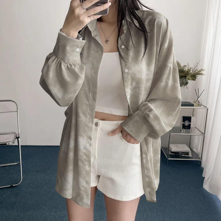 Japanese and Korean Cross-Border Printed Spring and Autumn Wholesale Shirts for Women, European and American Korean Style Casual Loose Long-Sleeve Shirts with Sun Protection and Sleeves Japanese and Korean Cross-Border Printed Spring and Autumn Wholesale Shirts for Women, European and American Korean Style Casual Loose Long-Sleeve Shirts with Sun Protection and Sleeves