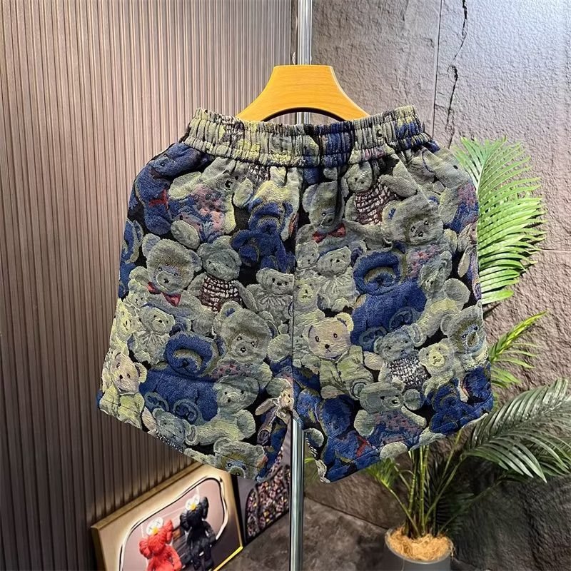 Summer Loose Fitting Printed Bear Couple Shorts Men's Casual Five Point Sporty Trendy Beach Sportswear_viptrois.com