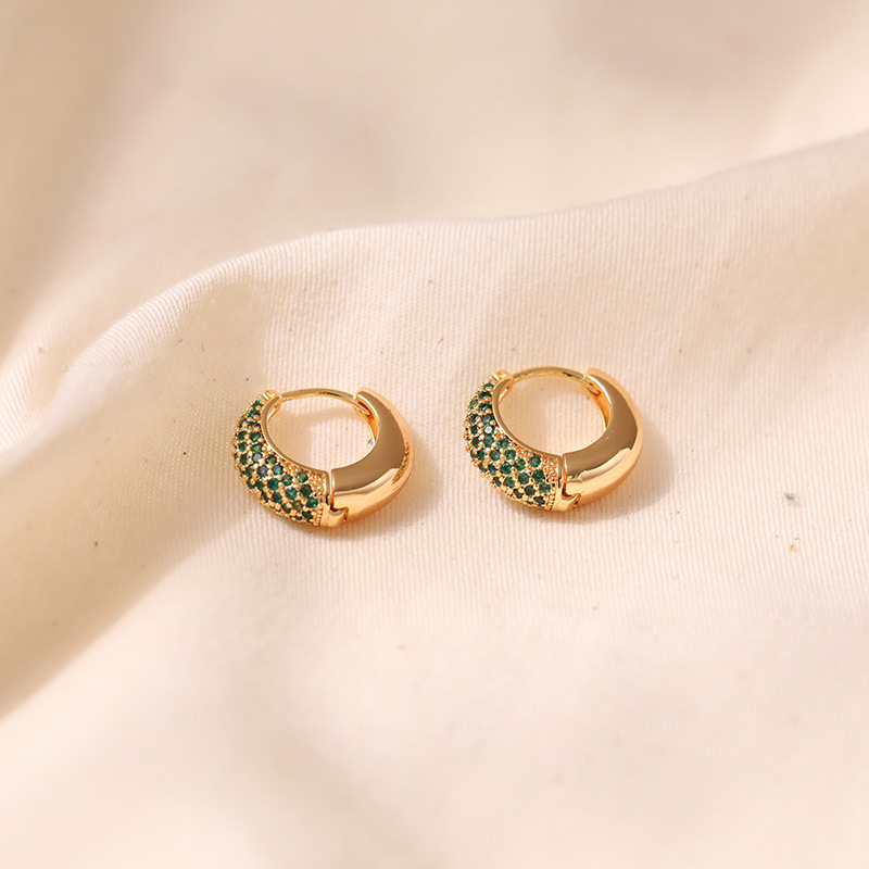 U Shape Pattern Women's Gender 1 Pair Retro Lady U Shape Plating Inlay Brass Zircon 18k Gold Plated Earrings