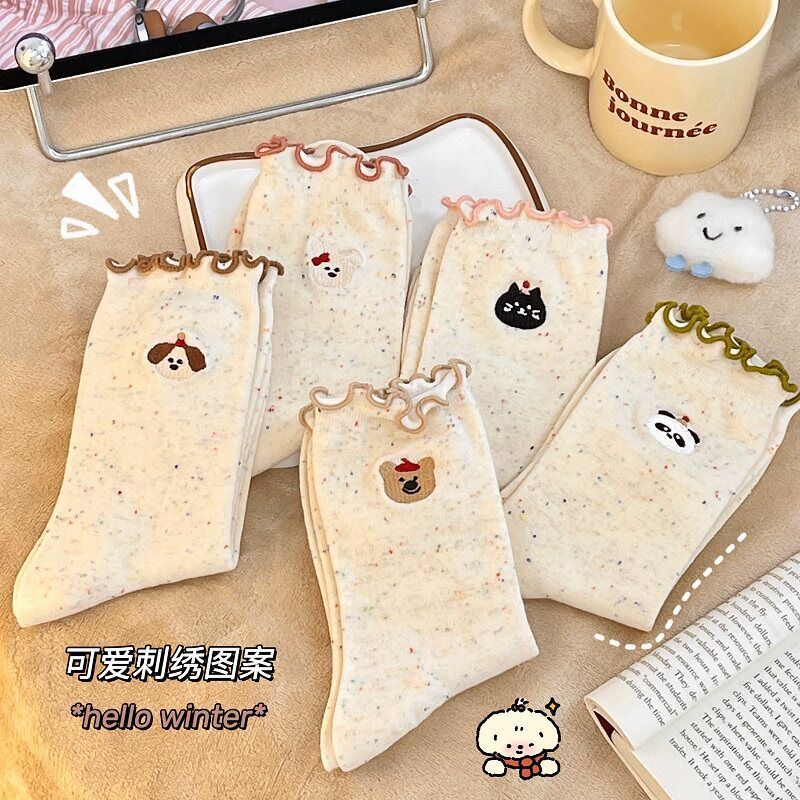 Ins-style lace mid-calf socks, simple and cute student long socks, versatile casual socks for girls with a girlish and loli vibe Ins-style lace mid-calf socks, simple and cute student long socks, versatile casual socks for girls with a girlish and loli vibe