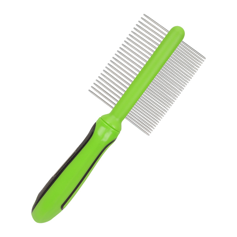 Peine para mascotas verde y negro, peine de agujas para desenredar, desenredar el pelo y eliminar el pelo suelto, peine para perros Teddy Golden Retriever, fabricante de peines para mascotas