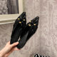 Summer New Grape Mom with Triangle Buckle Hollow Pointed Pleated Baotou Outer Wear Slippers Mueller Half Slippers for Women
