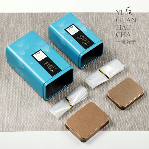 Hejing 125g tinplate can half a pound Pu'er tea green tea black tea national style creative square tea tin can