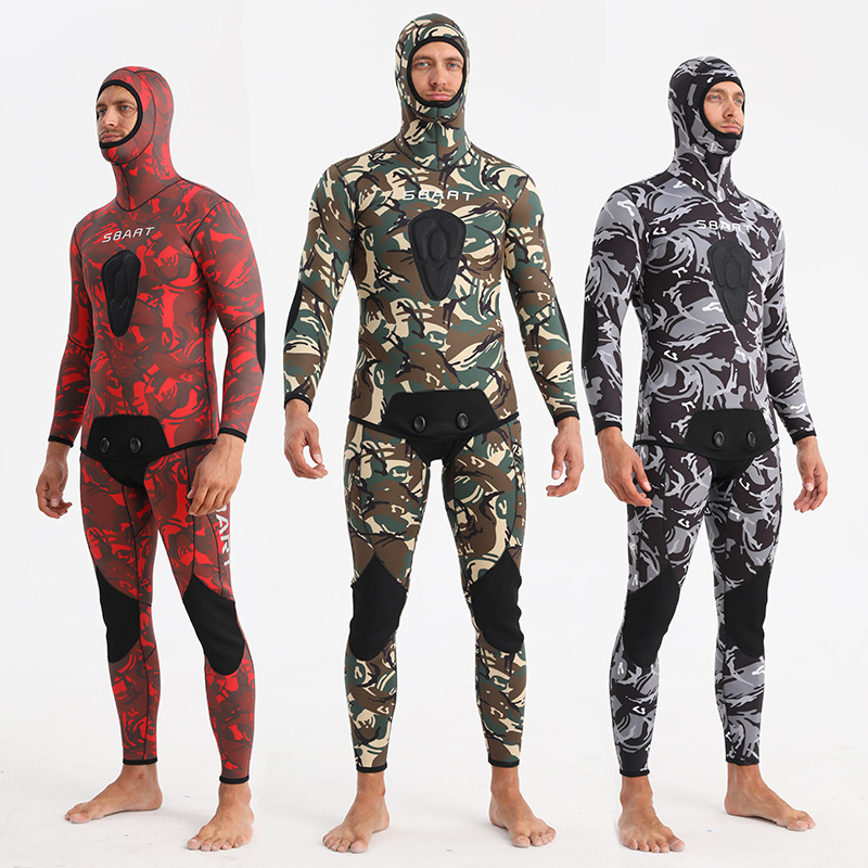 Shark Bart Men's Professional Deep Diving Cold-Proof Wetsuit 3-5mm Two-Piece Free Snorkeling Fishing Suit