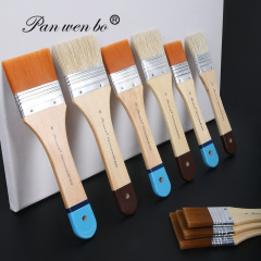 Nylon panel watercolor, acrylic paint, oil brush wholesale DIY painting tools wooden flat brush