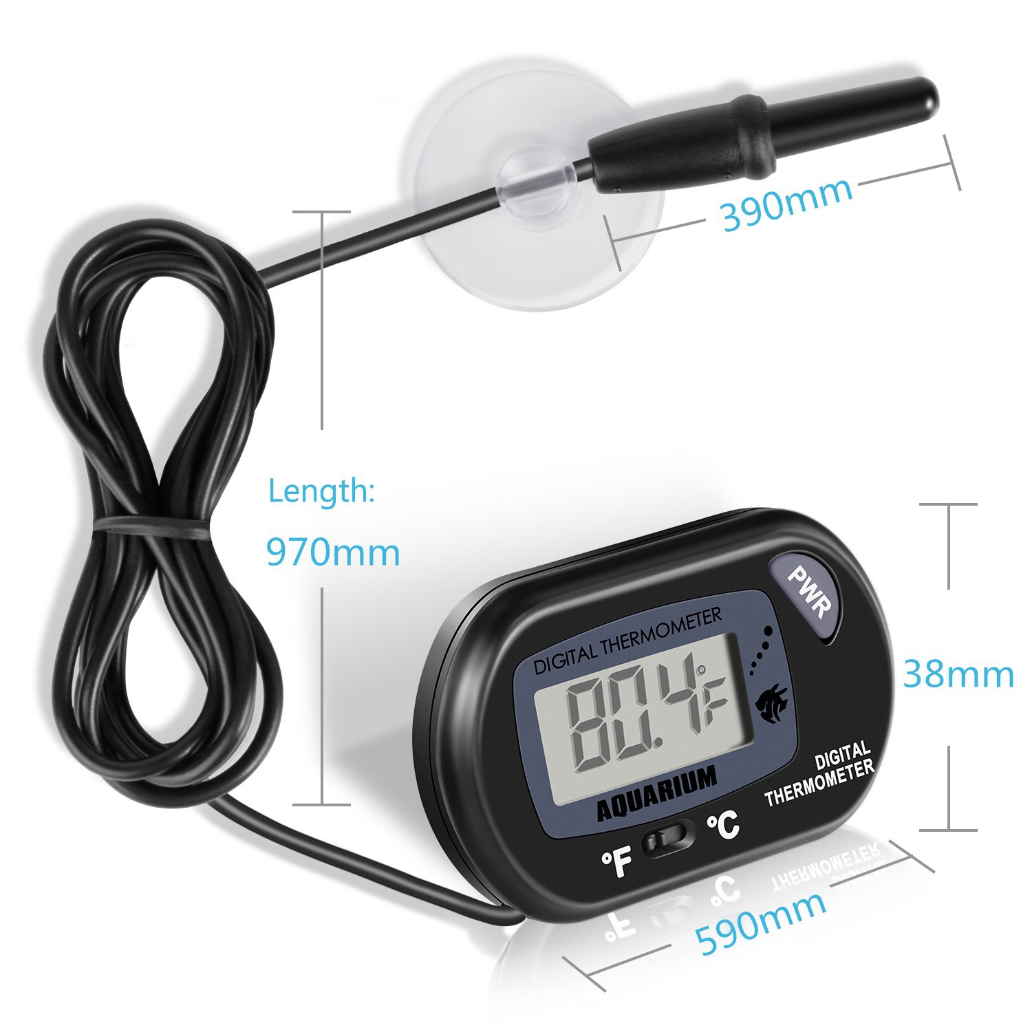Fish tank thermometer reptile turtle diving pet boxes with probe defense. Waterwater box electronic thermometer ST-3 3