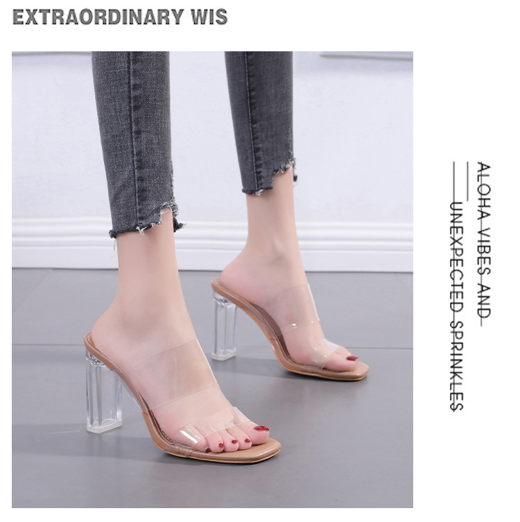 Transparent High Thick-heeled Sandals display picture 7