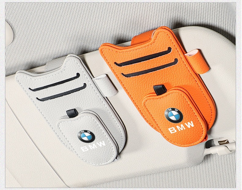Suitable for multifunctional car glasses holder, ticket storage, leather car sun visor storage box, and car sunglasses